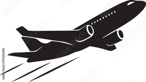 Airplane in Climb Pose silhouette vector
