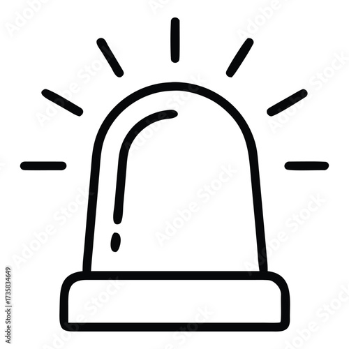 Simple hand drawn siren light icon alert notification emergency warning signal symbol vector