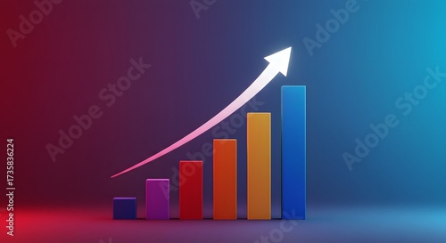 Free Download Stylized concept of a rising bar chart with an arrow pointing upward, symbolizing business growth. - GFXLoad