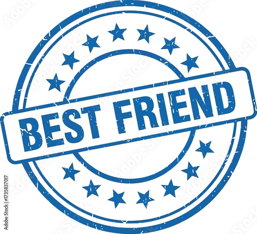 Best friend blue stamp vector illustration isolated design