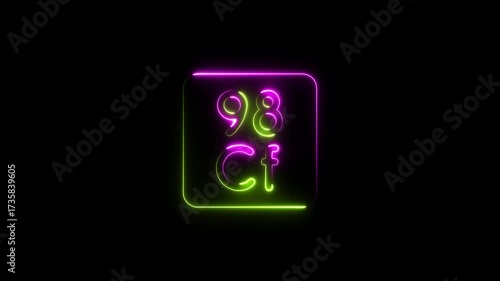 Pink And Lime Green Neon Californium Element Symbol On Black