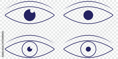 eye icon set. vision symbol. eyesight healthcare and medical sign symbol. retina scan eye icons. vector illustration. Vision multiple icon. Eye simple icon. Flat line symbol of eye, Eye icon set.
