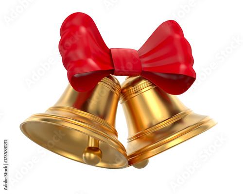 Two golden bells with bow t...