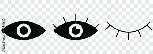 View icon. Open and closed eye symbols for showing or hiding content vector illustration. Privacy and visibility control in user interface symbol. Access management sign. Information toggle pictogram.