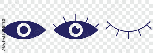 View icon. Open and closed eye symbols for showing or hiding content vector illustration. Privacy and visibility control in user interface symbol. Access management sign. Information toggle pictogram.