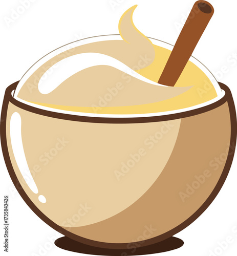Christmas Eggnog Traditions golden eggnog in tumbler with whipped cream swirl and cinnamon