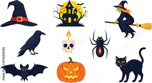 Halloween vector graphic design elements and clip art images