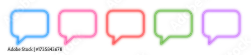 Speech bubble neon icon isolated, Glowing chat symbol, Bright message balloon, Luminous talk box, or Shiny dialog marker vector illustration