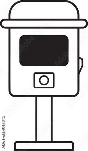Parking Meter Silhouette Black Vector Art for Retro City Projects