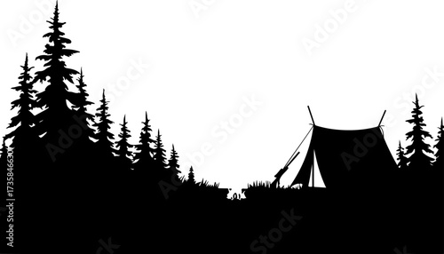 Camping Forest Silhouette SVG | Tent, Trees & Campfire Outdoors 