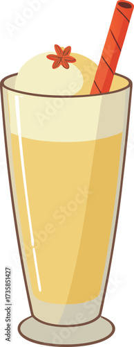 Christmas Eggnog Traditions creamy eggnog in glass with cinnamon stick and nutmeg sprinkle