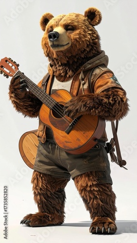 The bear is holding a guitar background design depth movement cartoonish composition frame expression backgrounds illustration style colorful emotion layers scene elements creative