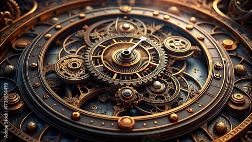 close up of old clock mechanism