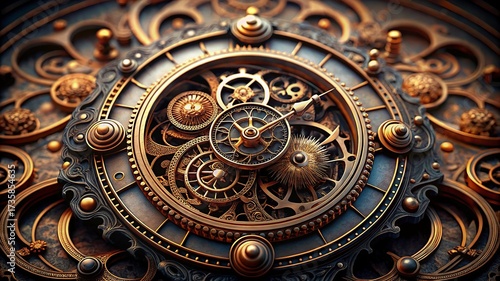 Wallpaper Mural 3D illustration of abstract geometric composition,digital art works. Computer generated graphics.Antique clock isolated on a white background. 3d render. Torontodigital.ca