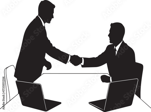 Business people shaking hands silhouettes. Agreement, trust, cooperation concept. Greeting gesture, handshake of different businessmen, businesswomen. handshake silhouette.