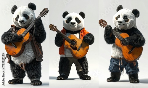A panda playing guitar and background creative motion expression depth backgrounds illustration frame style figure movement scene gesture composition design elements layers emotion