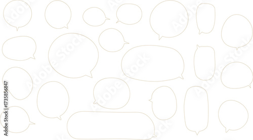 The bubbles are drawn in a hand-drawn or casual vector style, showcasing a wide variety of shapes and sizes.　Orange color.