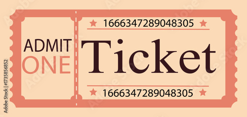 Vintage cute orange retro ticket