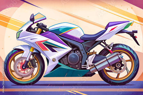 colorful sports motorcycle, sleek and stylish, is showcased against a pure isolated background