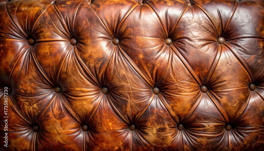 Obraz premium Vintage Brown Tufted Leather Chesterfield Sofa Texture.