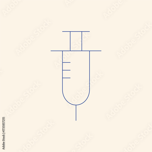 Simple syringe illustration perfect for medical design, health awareness campaigns, or pharmaceutical marketing materials conveying clarity and trust