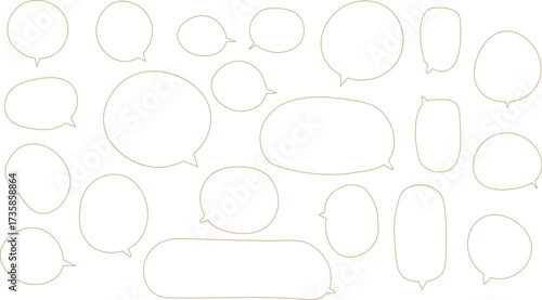 The bubbles are drawn in a hand-drawn or casual vector style, showcasing a wide variety of shapes and sizes.　Orange color.