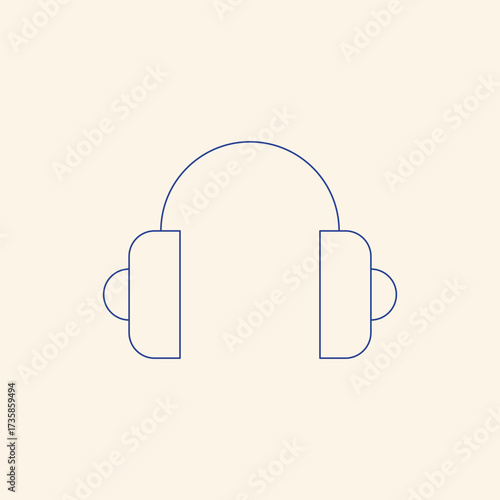 Headphones line art for podcasting or music design, perfect for streaming service marketing or audio technology branding, with a clean modern aesthetic