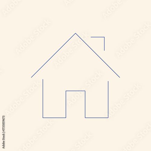 Simple blue line art of a home on cream, perfect for real estate marketing, minimalist designs, or conveying a sense of comfort and belonging
