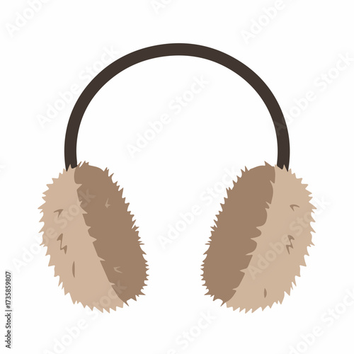 Minimalist Flat Style Earmuffs Winter Accessory Fashionable Warm Headwear Illustration