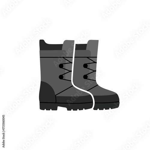 Flat Style Isolated Winter Snow Boots Illustration For Cold Season