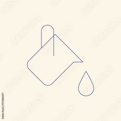 Minimalist pouring jug with a single water drop for a clean, modern design or illustration with a soothing, calming aesthetic on a soft background.