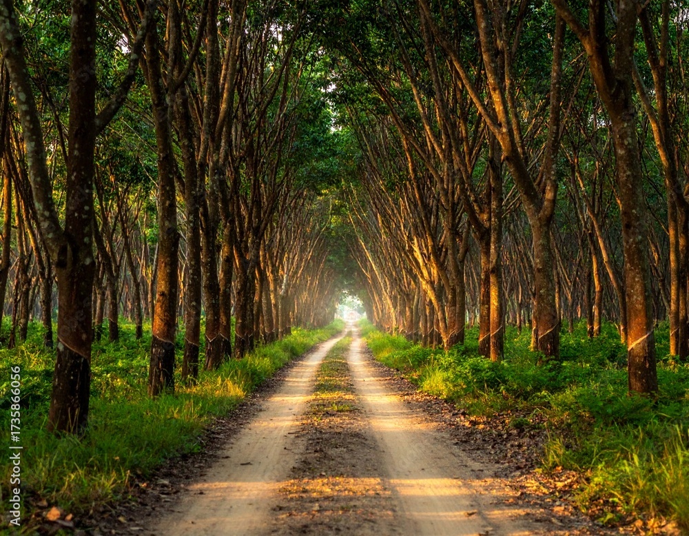 Obraz premium Path in Rubber Plantation