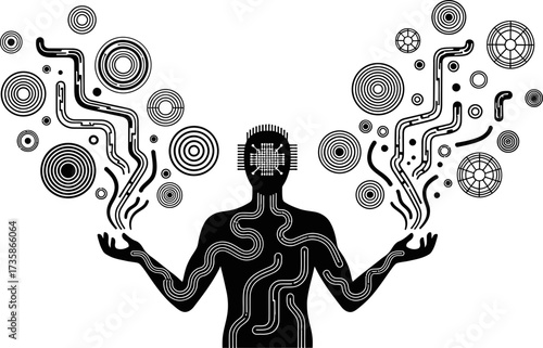 humanai mind creates digital intelligence, manifesting complex data streams into reality