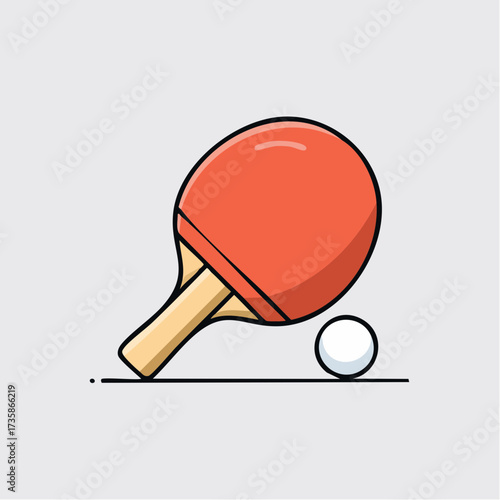 Illustration of a ping pong paddle with a ball, representing the sport of table tennis.