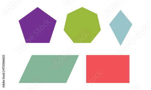 Geometric shapes illustration with vibrant colors and clean design showcasing polygon simplicity