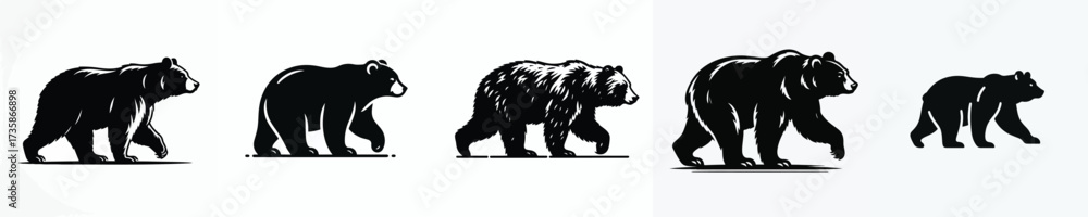Fototapeta premium vector black and white silhouette of a bear