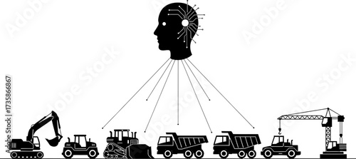 ai mind orchestrates heavy machinery, building tomorrows complex infrastructure projects