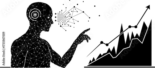 artificial intelligence guides future prosperity, illuminating data for strategic growth
