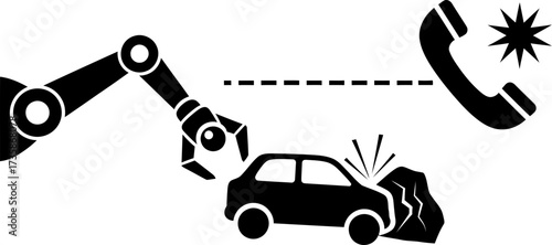 robotic arm detects vehicle impact, instantly activating crucial automated emergency response