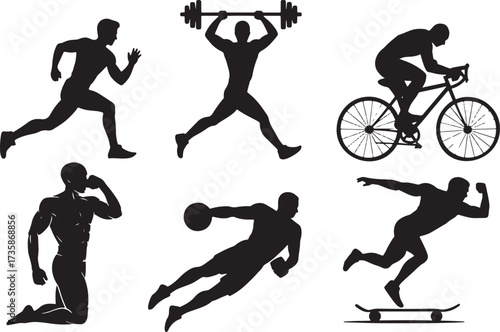 Sport Exercise Athlete Silhouette On Transparent Background Vector Illustration