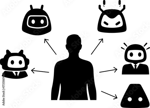 human guides myriad ai agents, shaping a future defined by intelligence