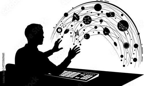 human intelligence orchestrates future data, forging interconnected paths for progress