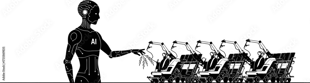 Fototapeta premium ai robot tends cannabis automated machines cultivate future green prosperity