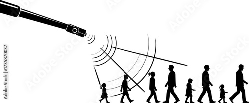 invisible gaze monitors human progress, shaping the future of societies