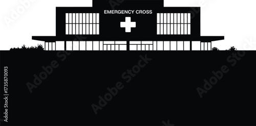 Emergency Hospital Building Icon Silhouette. Medical Center Symbol Isolated on Transparent