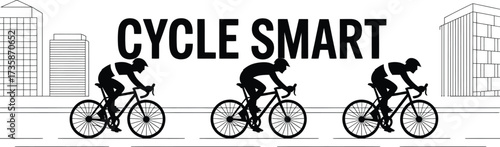 Cycle Smart Illustration Cyclists Silhouette Cycling Activity Sport Style