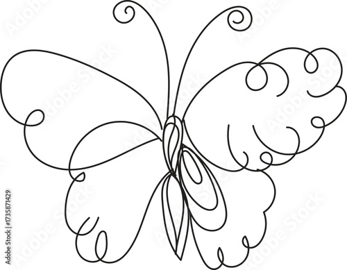 Whimsical hand-drawn butterfly line art delicate sketch for nature designs