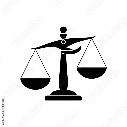 Black and white vector illustration of scales of justice symbolizing law fairness equality legal concepts and balance silhouette