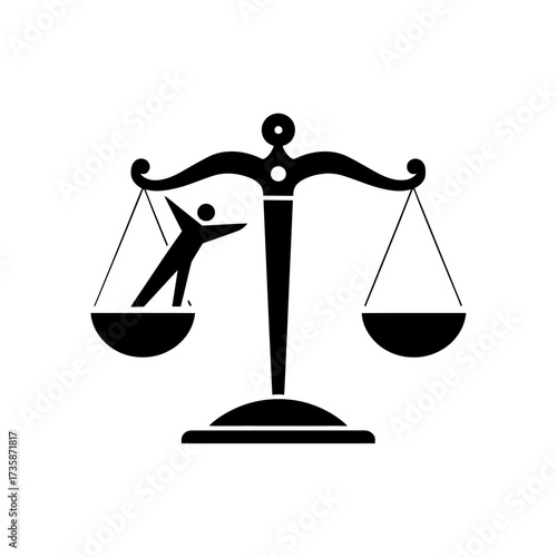 Symbol of justice scales with human figure representation vector illustration scalable eps icon silhouette