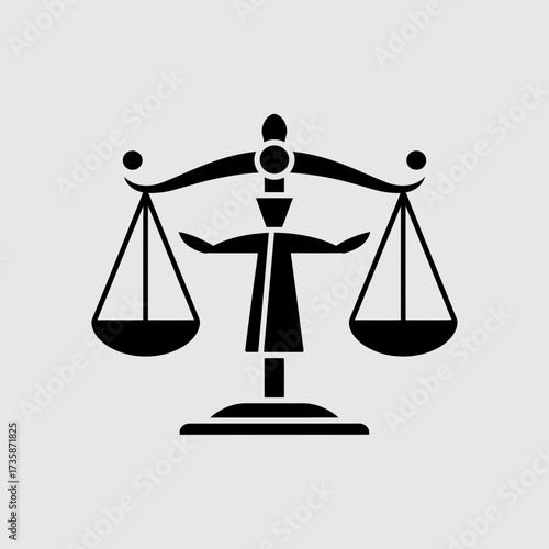 Scales of justice vector illustration black and white symbol of law and fairness silhouette